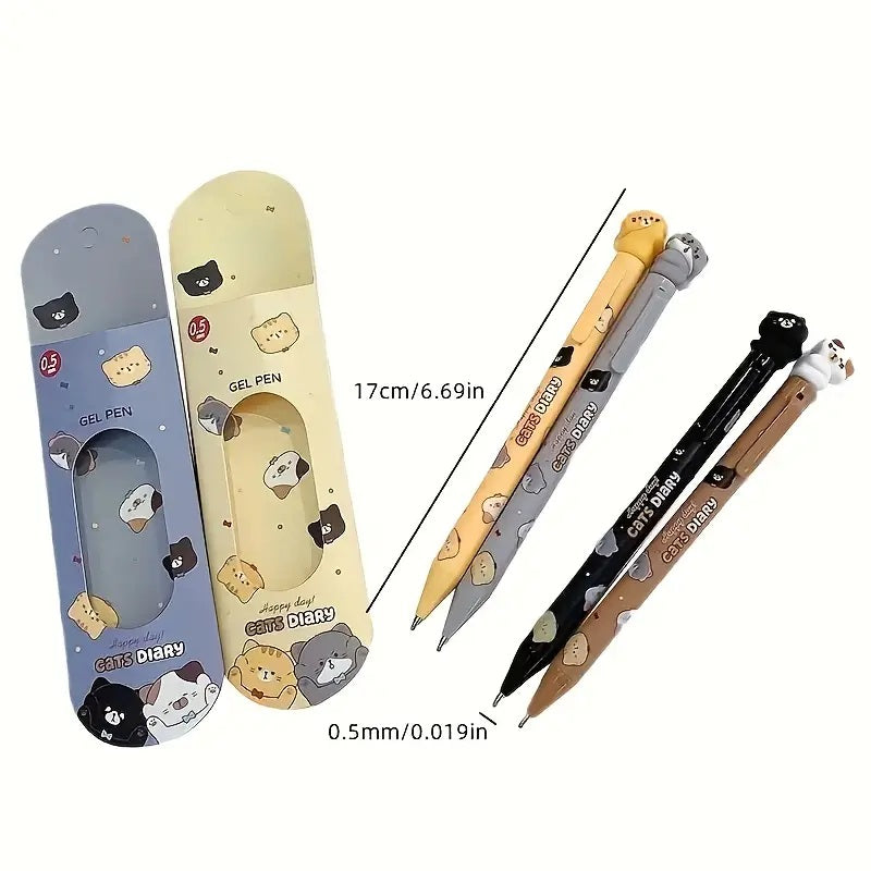 2pcs Kawaii Cat Gel Pens Set