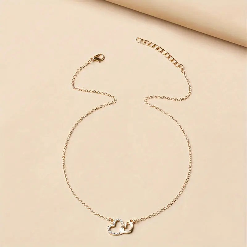 Elegant Rhinestone Hjerteanheng Halskjede
