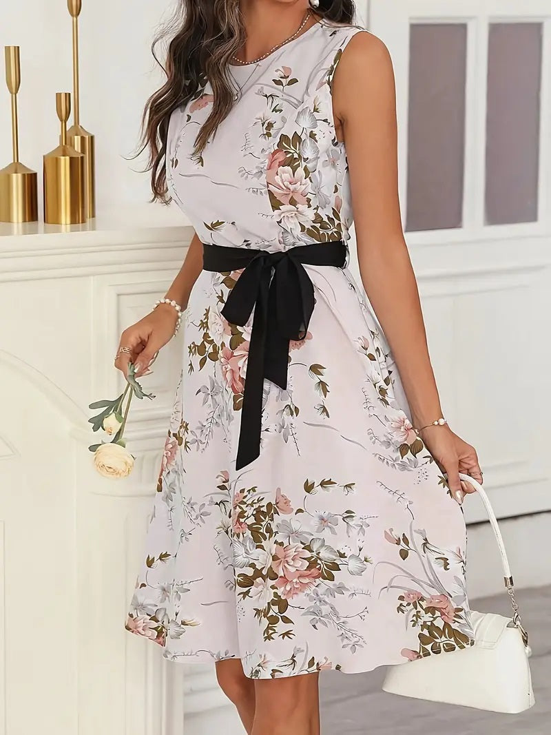 Sleeveless Floral A-Line Dress