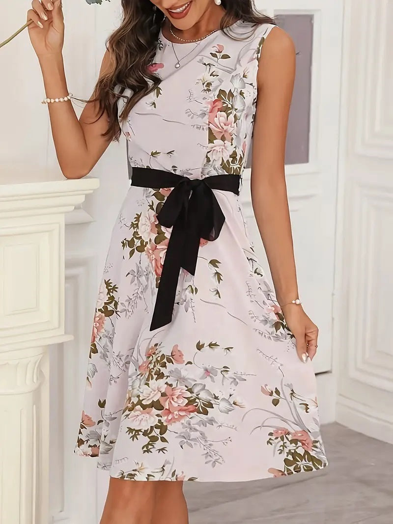 Sleeveless Floral A-Line Dress