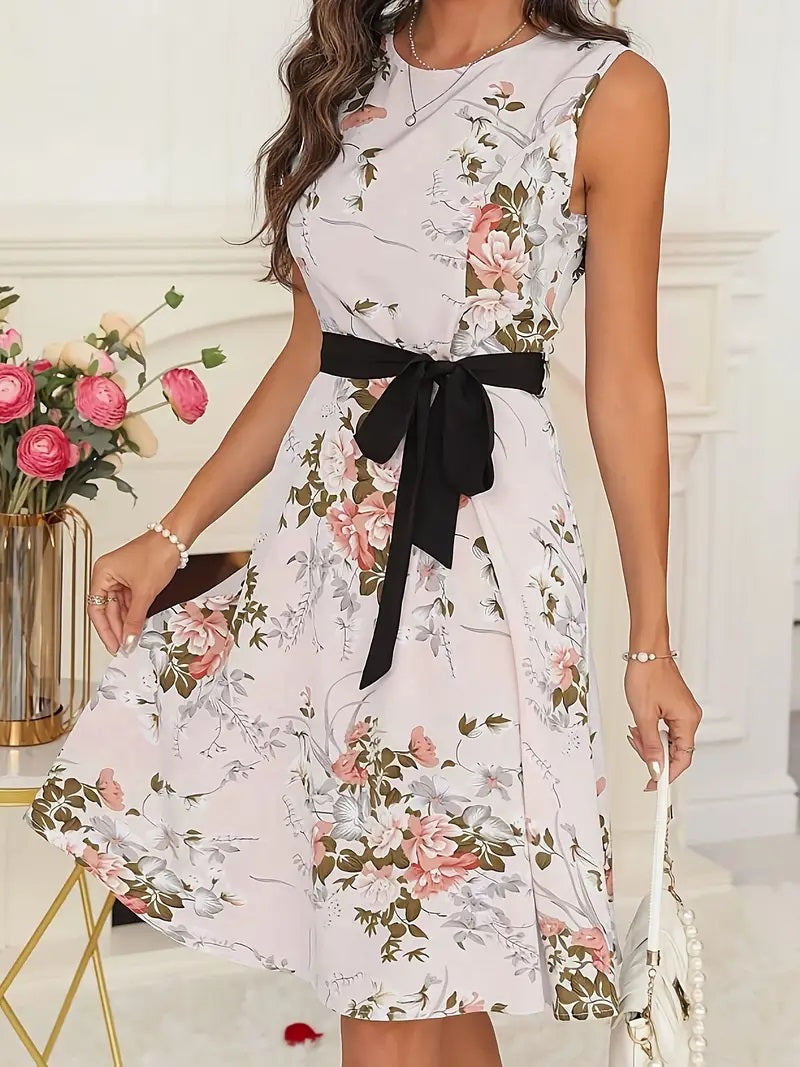 Sleeveless Floral A-Line Dress