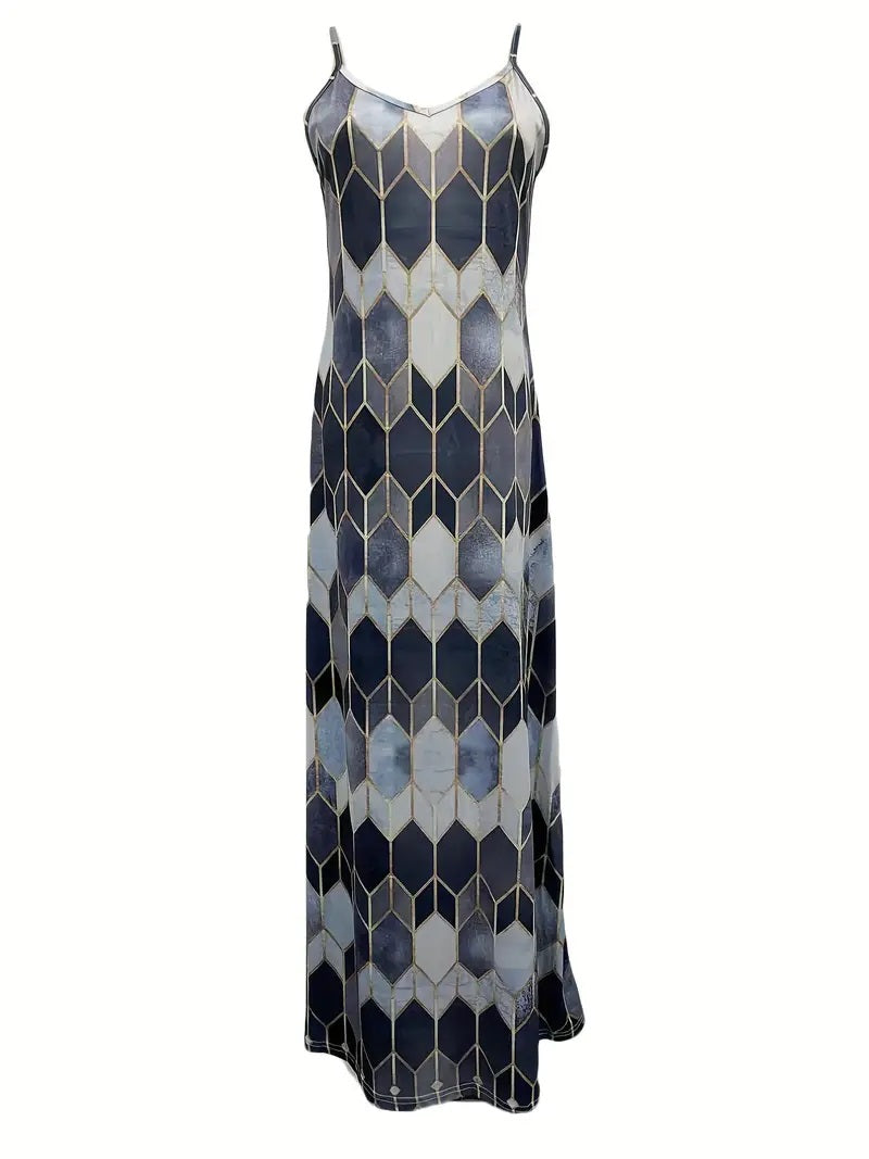 Geometric Print Maxi Dress
