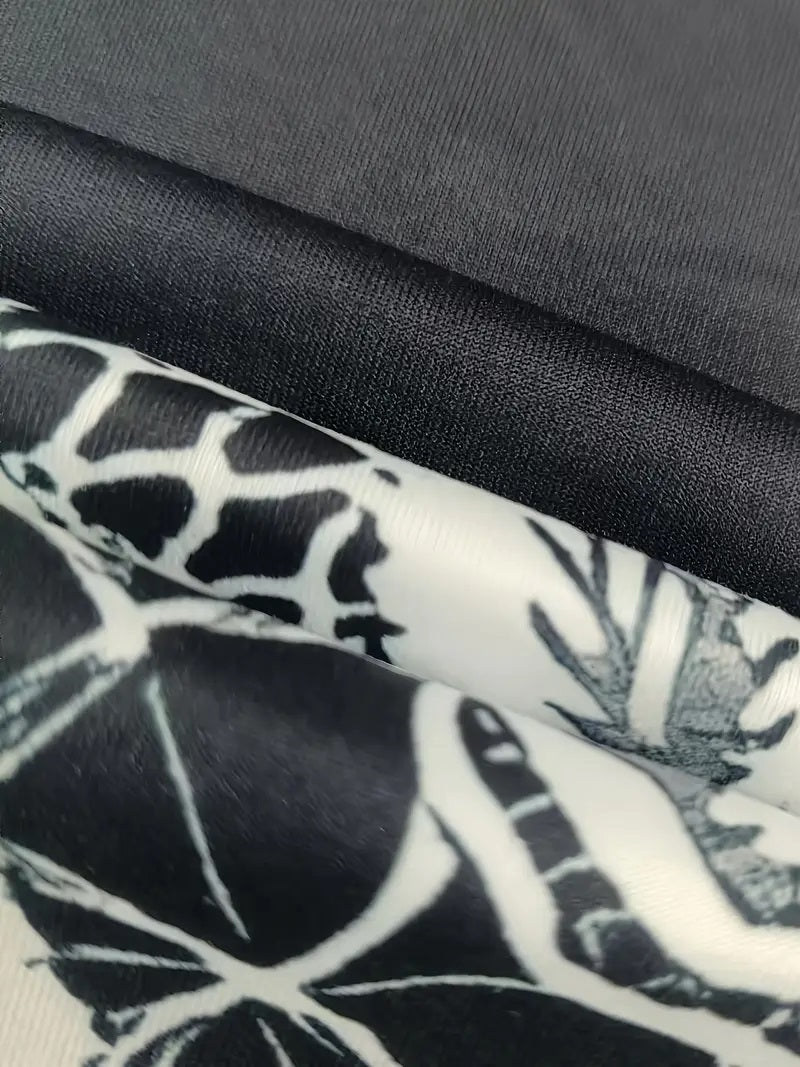 Black and White Floral Halter Dress