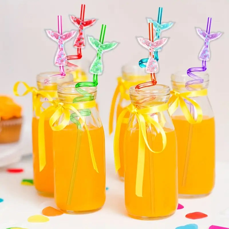 8 stk Glitrende Havfrue Drikkestrå