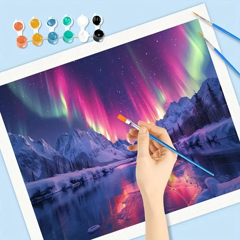 Nordlys Landskapsmaleri Maling etter Tall