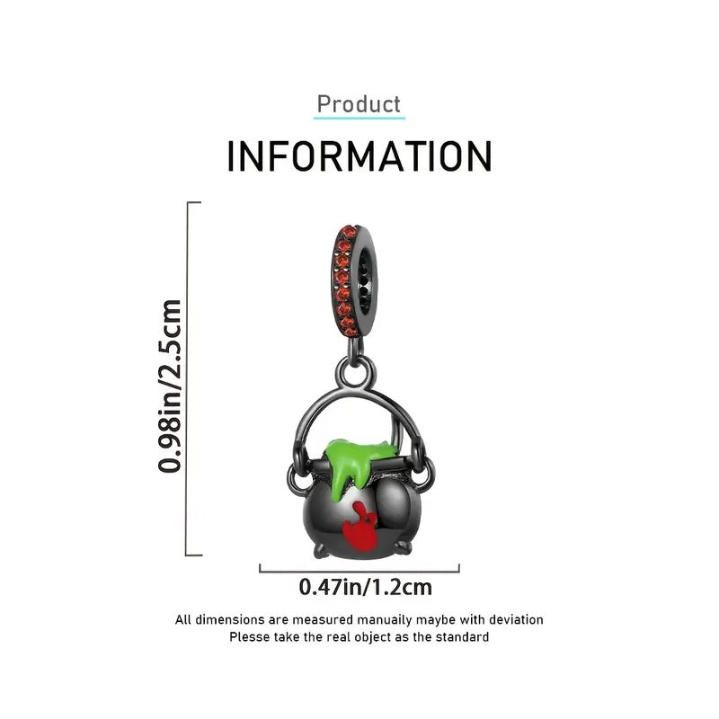 S925 Silver Witch’s Hanging Pot Dangle Charm Bead.