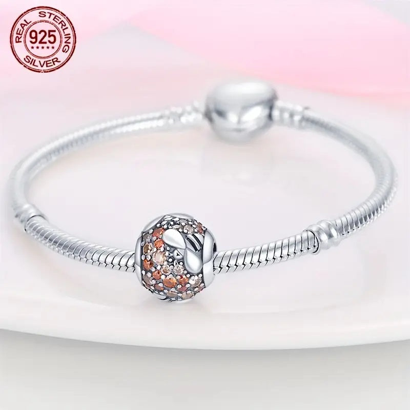 925 Sterling Silver Bee and Honeycomb Charm Bead