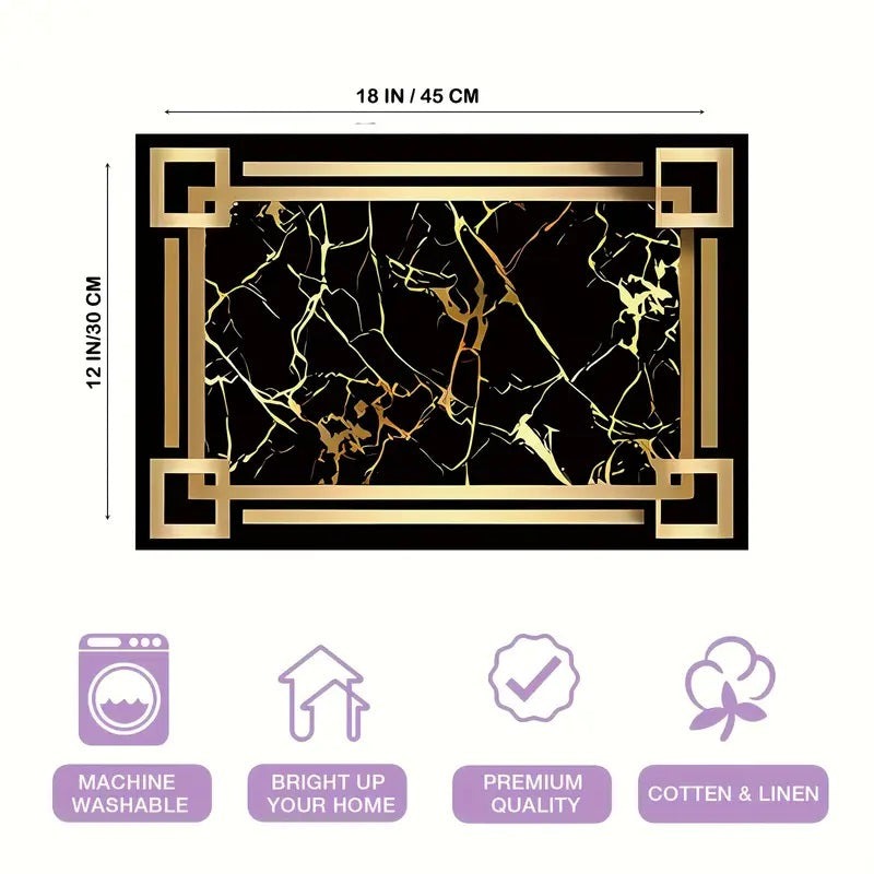 Luksuriøse Svarte & Gylne Marmor Mønster Plassetter