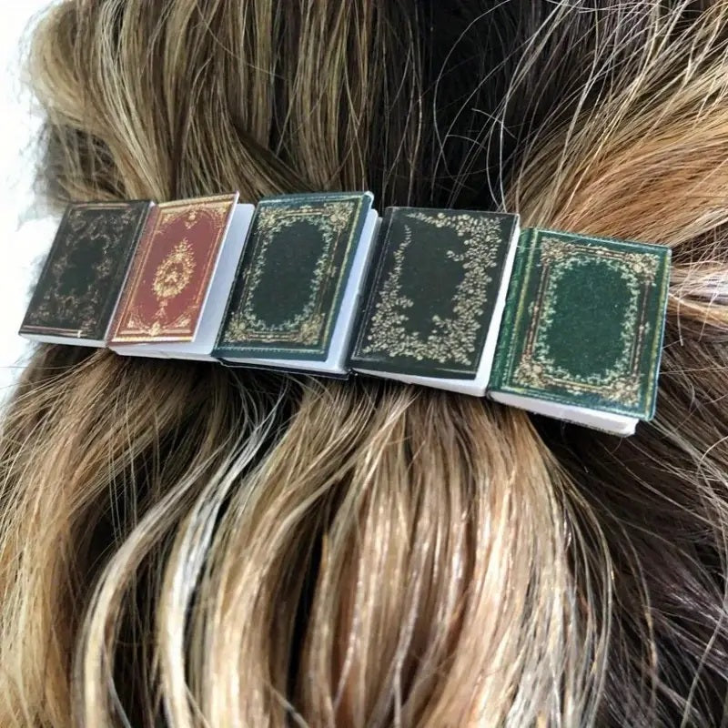 Miniature Book Hair Clip Book Lover Square Headwear.