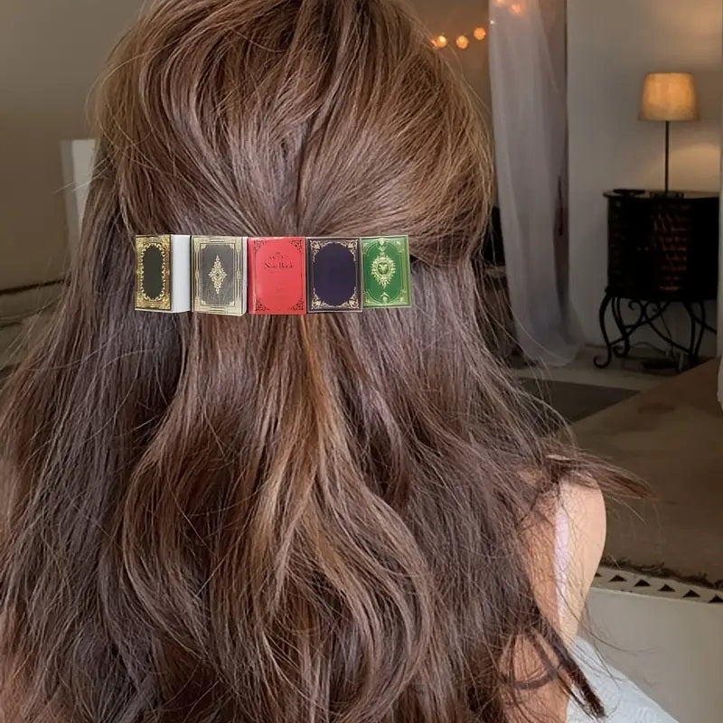 Miniature Book Hair Clip Book Lover Square Headwear.