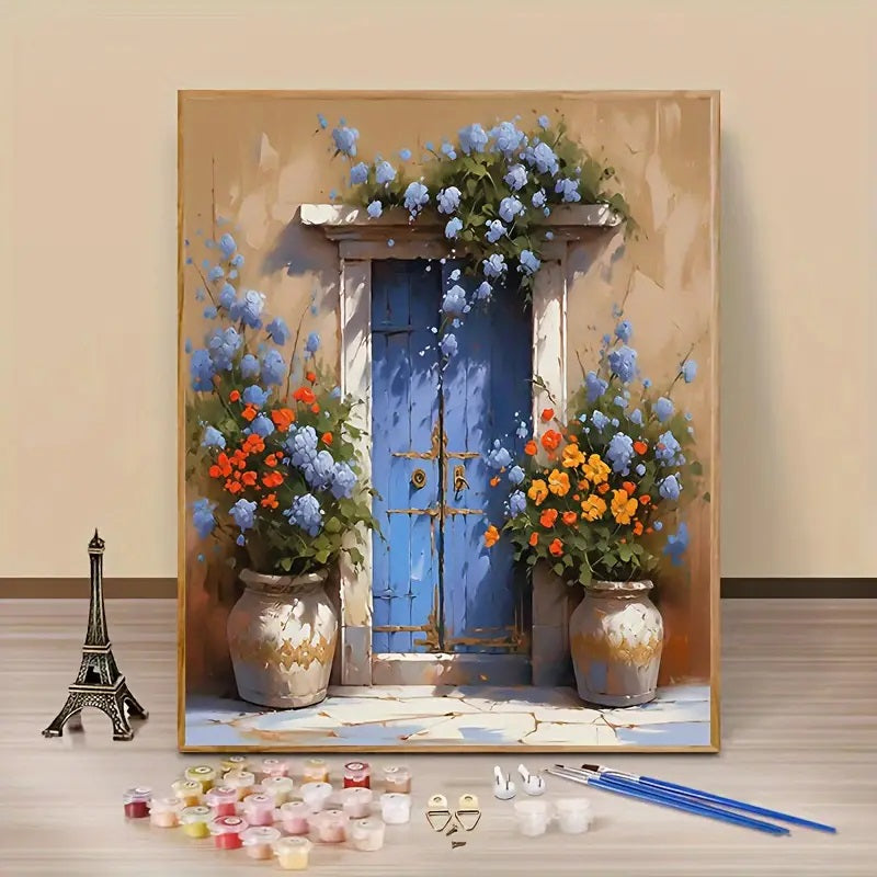 Blå Middelhavsdør Diamantmaleri