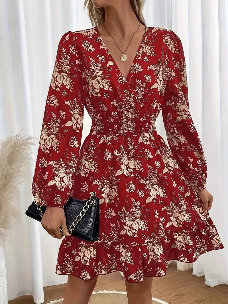 Floral Print Ruffle Hem Dress