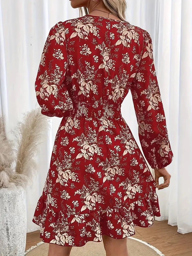 Floral Print Ruffle Hem Dress