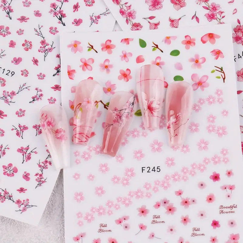 4 stk Kirsebærblomst Neglekunst Klistremerker Dekaler Sett