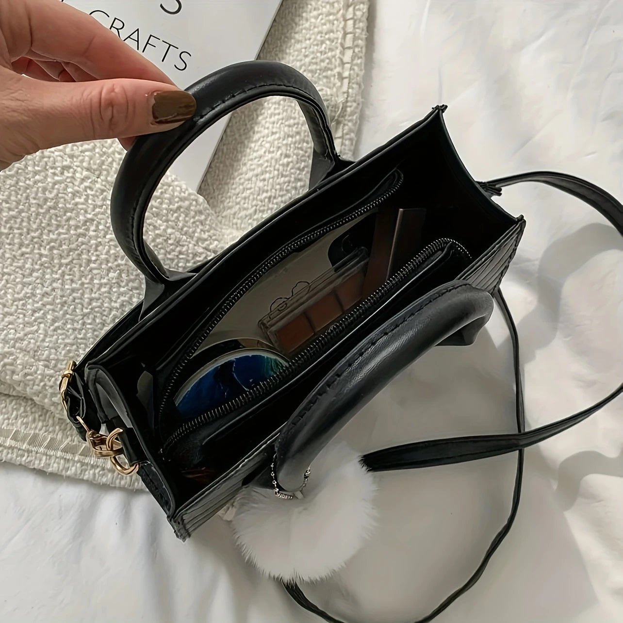 Svart Chevronmønsteret Kvadratisk Veske