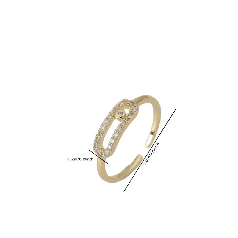 Adjustable Open-End Copper Ring with Synthetic Zirconia Stones
