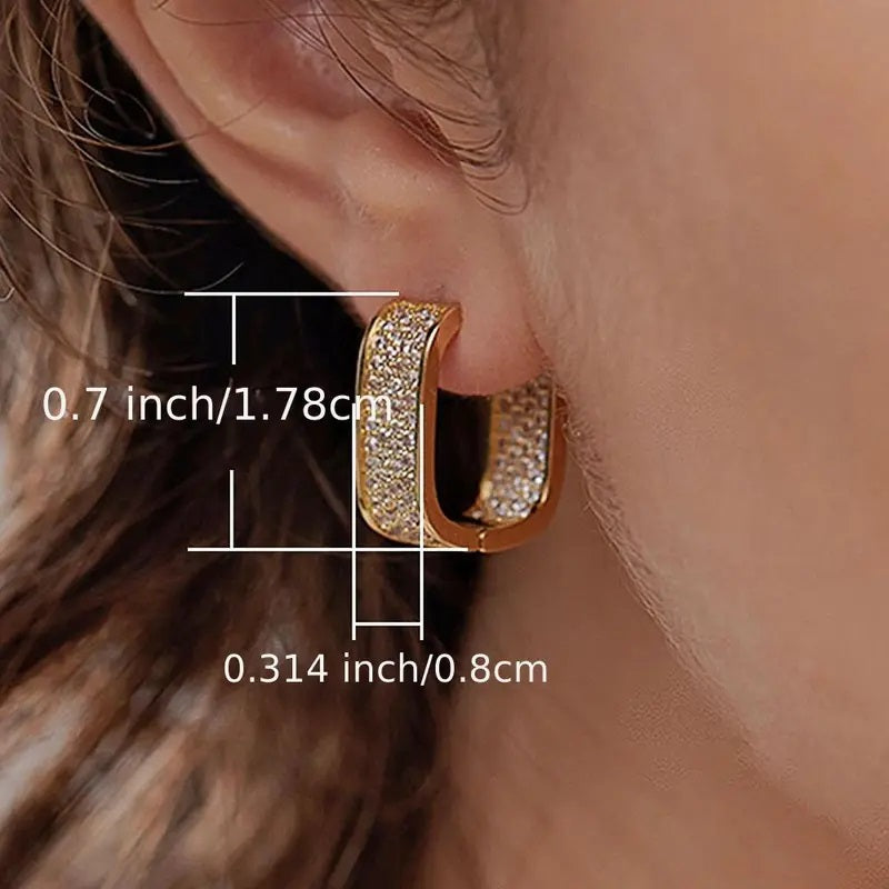 READKISS Luxury Paved CZ Hoop Earrings,