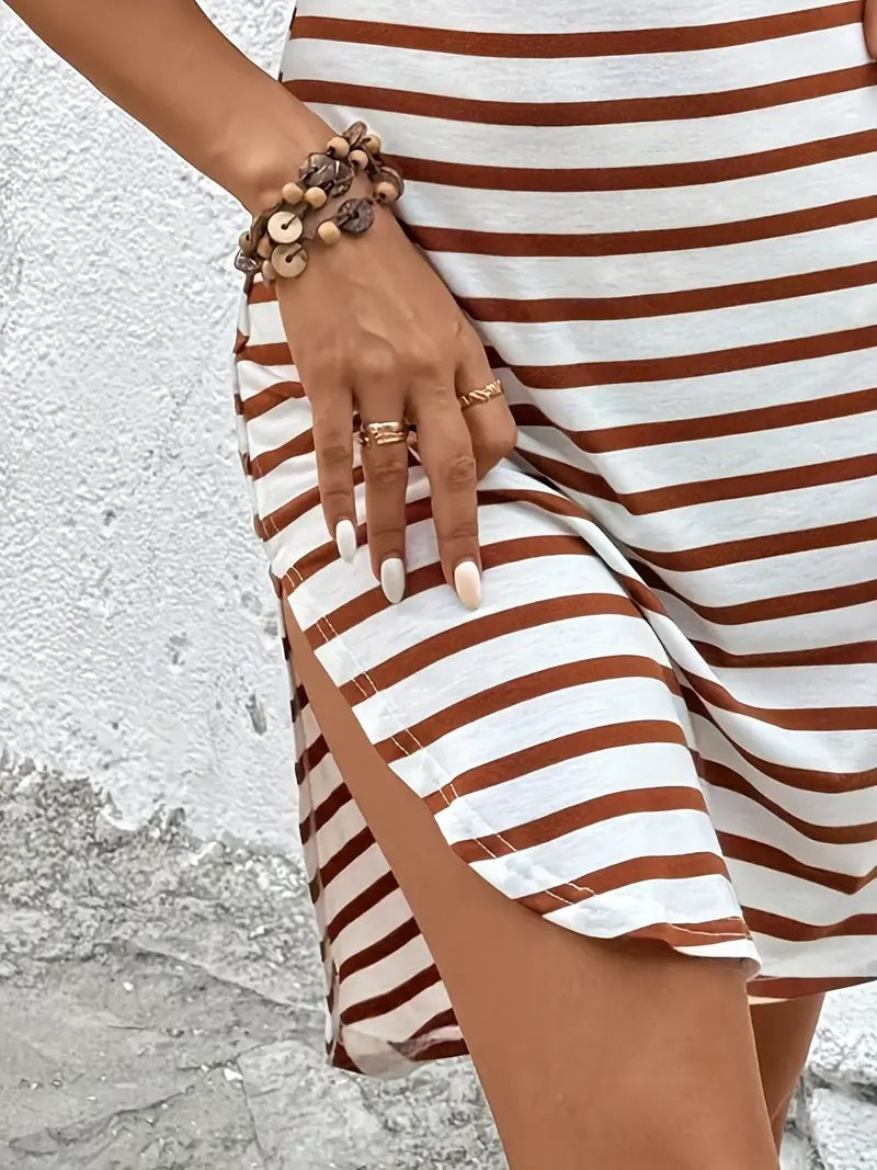 Casual Geometric-Patterned Tunic Dress