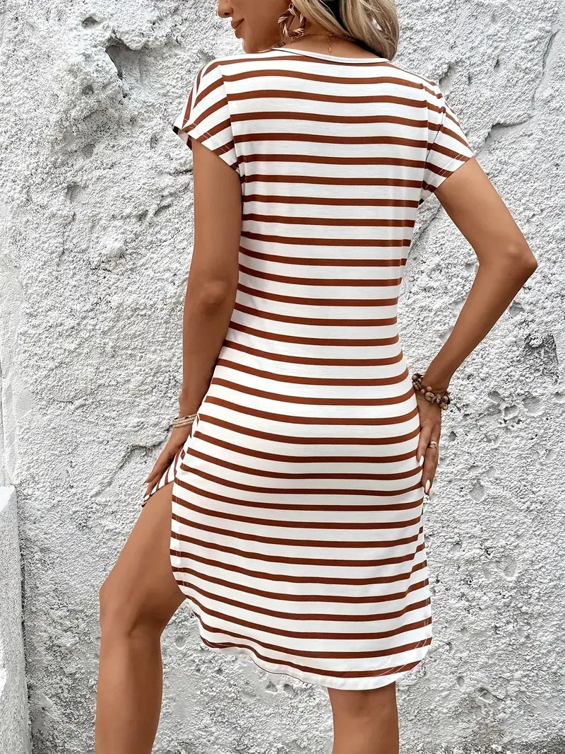 Casual Geometric-Patterned Tunic Dress