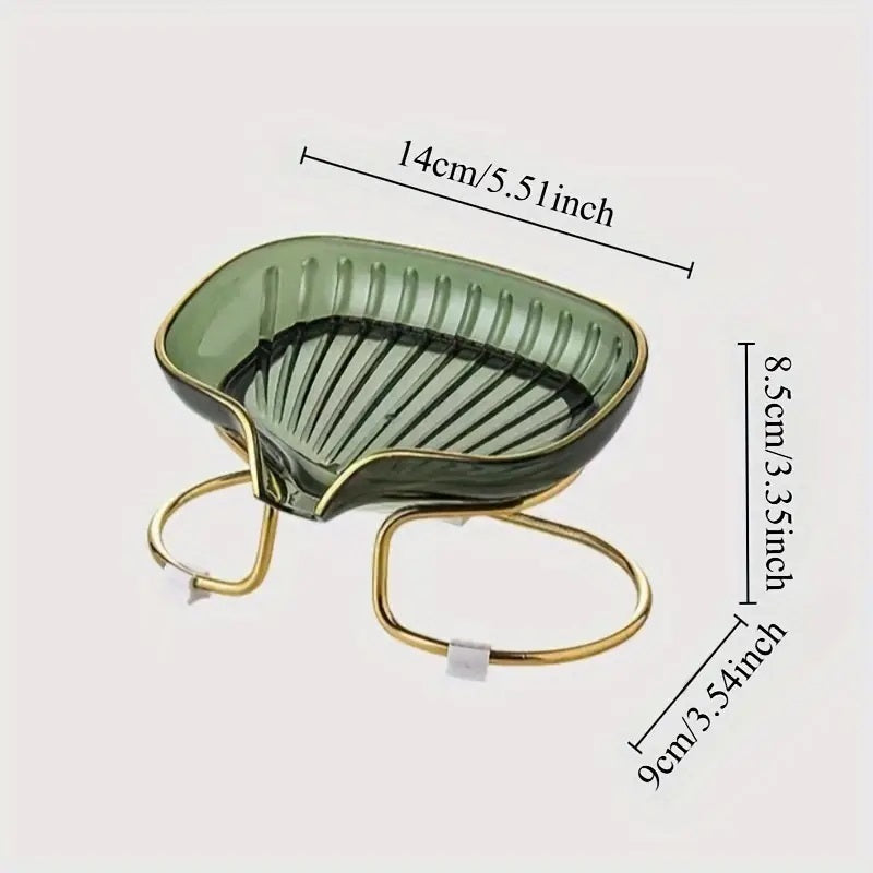 Elegant Green and Golden Soap Dish