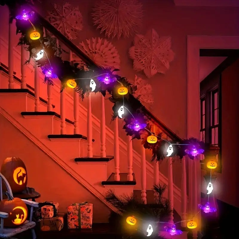 1.5 Metre LED Halloween Pumpkin, Bat & String Lights