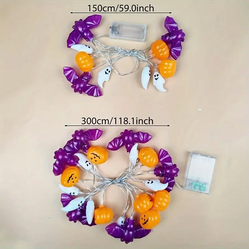 1.5 Metre LED Halloween Pumpkin, Bat & String Lights