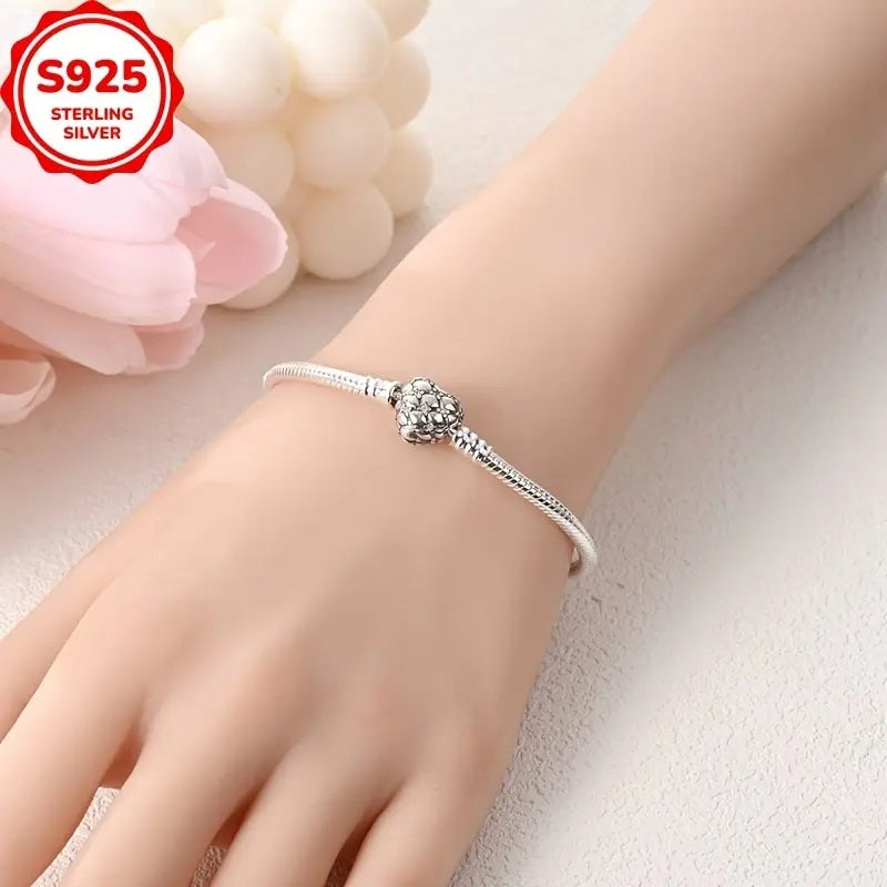 925 Sterling Silver Hjerteslangebenarmbånd