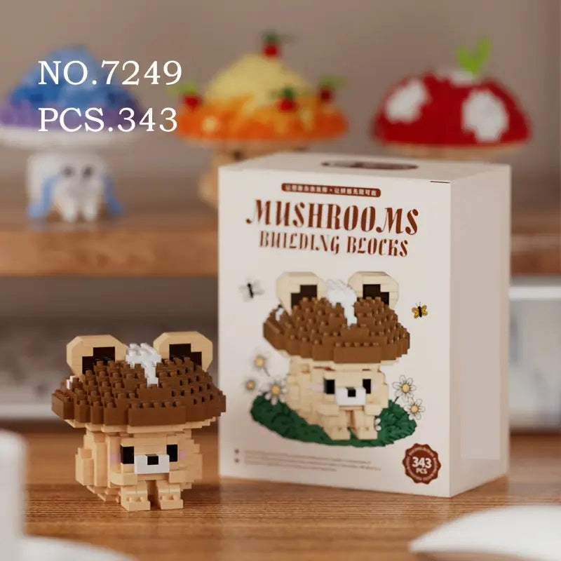 Cute Mushroom Series Tabletop Ornament Building Blocks.