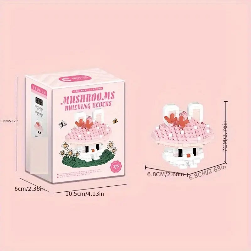Cute Mushroom Series Tabletop Ornament Building Blocks.