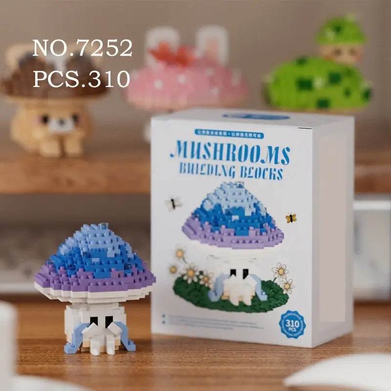 Cute Mushroom Series Tabletop Ornament Building Blocks.