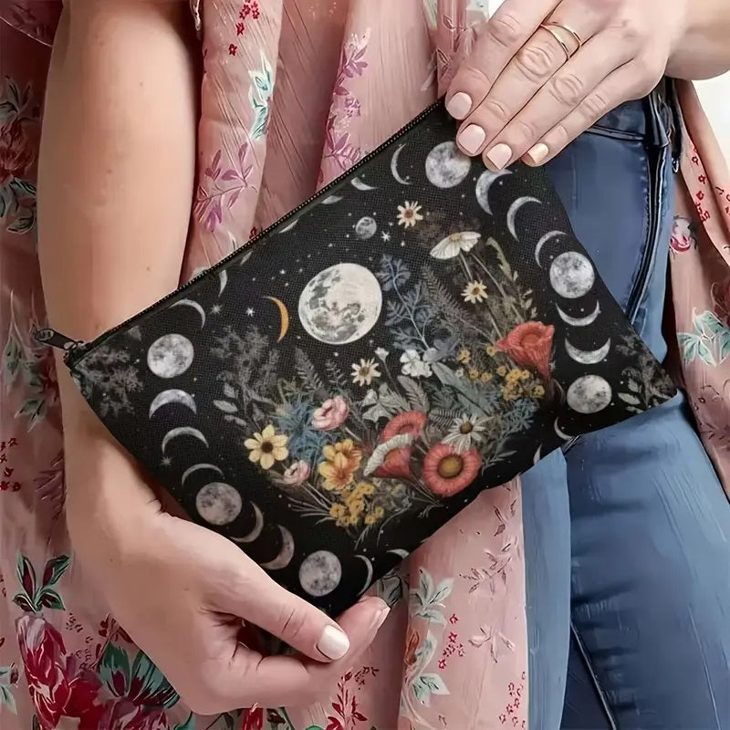 Wildflower and Lunar Phases Makeup Bag