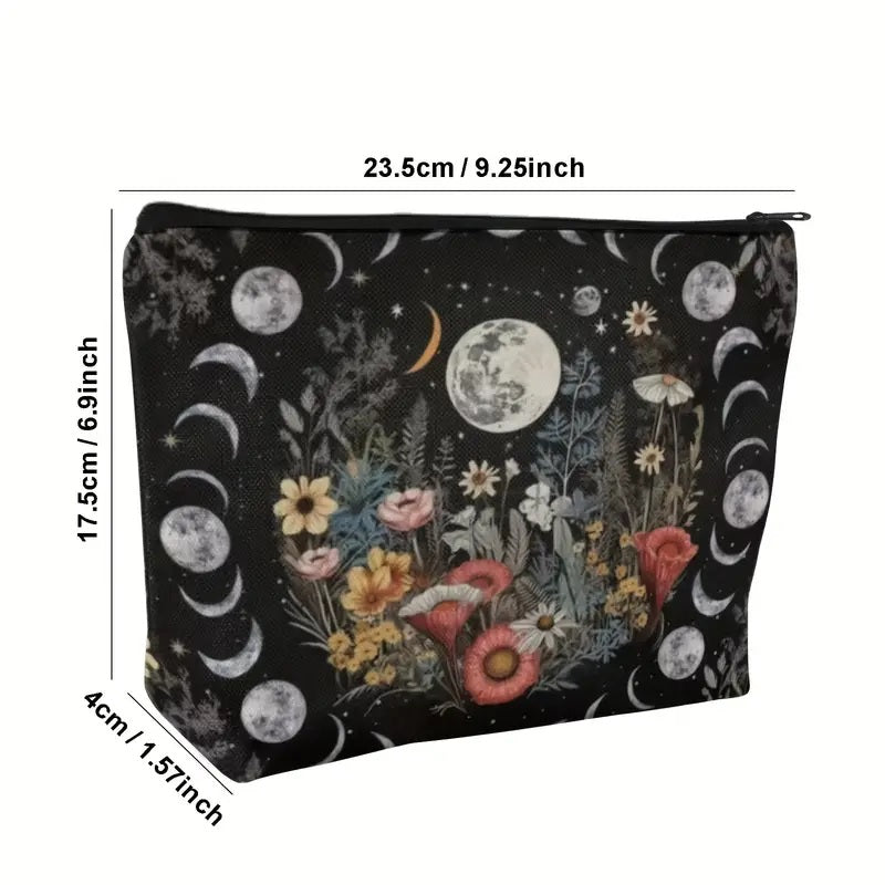 Wildflower and Lunar Phases Makeup Bag
