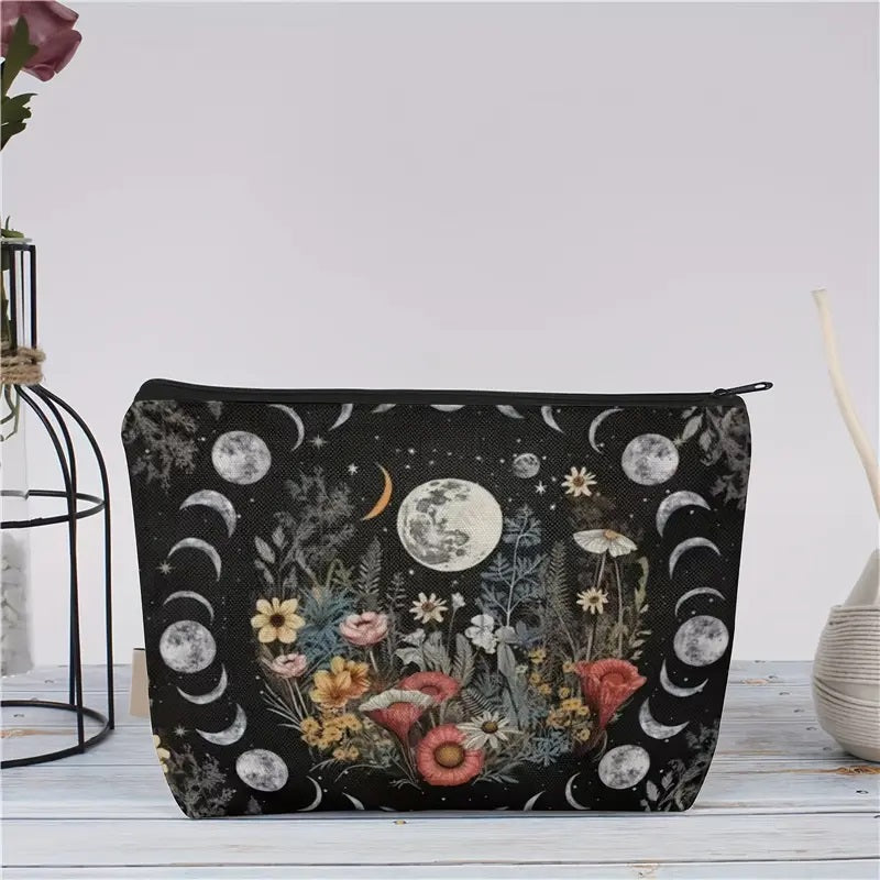 Wildflower and Lunar Phases Makeup Bag