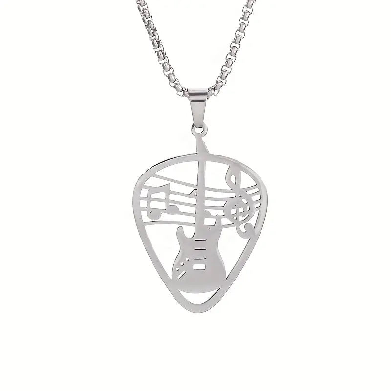 Guitar Pick & Music Note Pendant Necklace