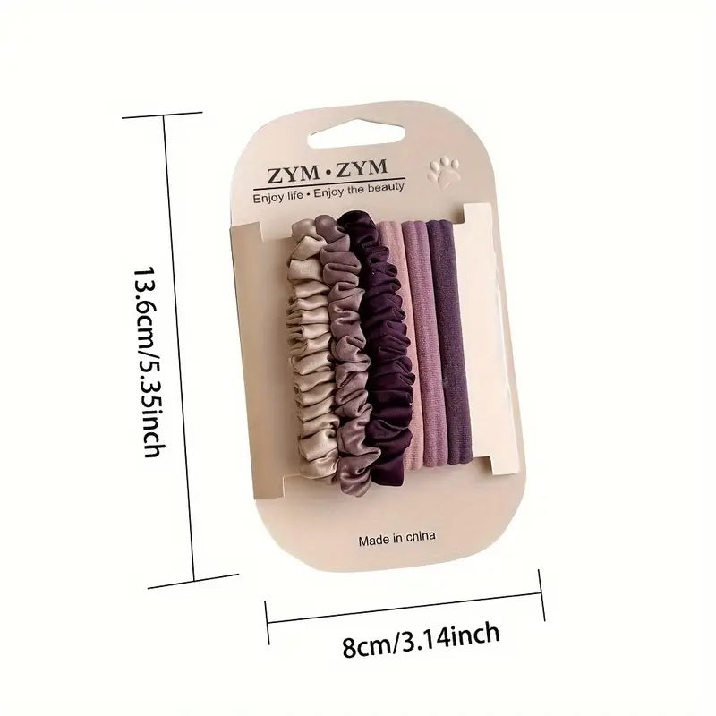 Sett med 6 Elegante Stoffhårstrikker med Satengfinish