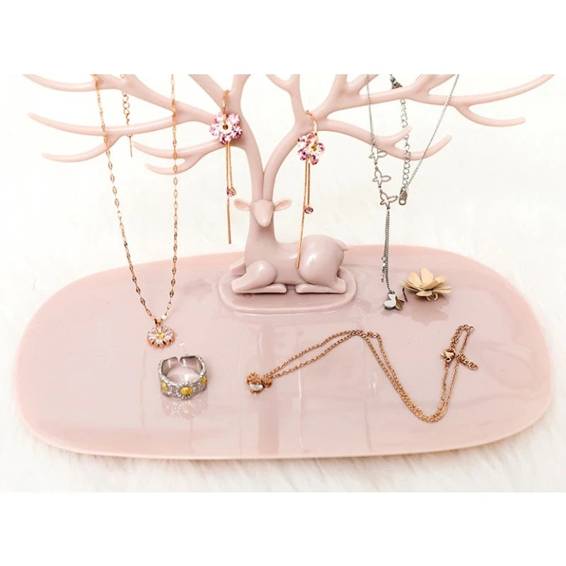 Elegant Rosa Smykkestativ med Hjortegevir