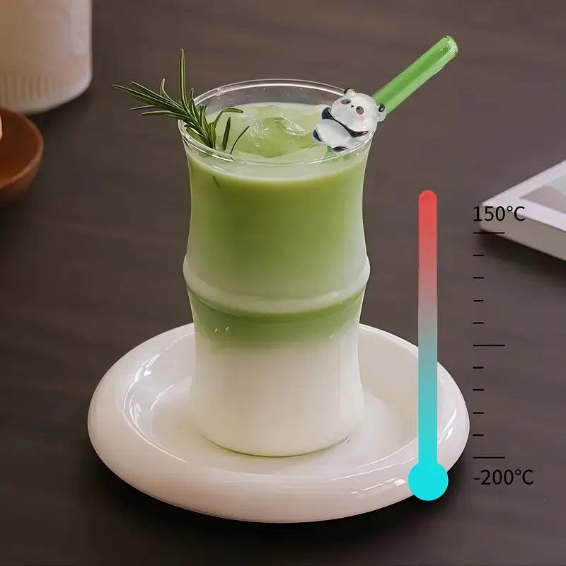 Panda & Bamboo Glass Straw Set