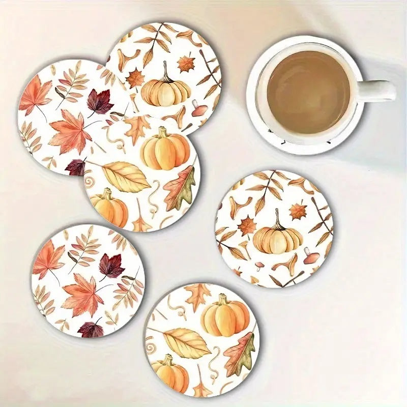 6-piece set of Pumpkin & Leaf Acrylic Coasters.