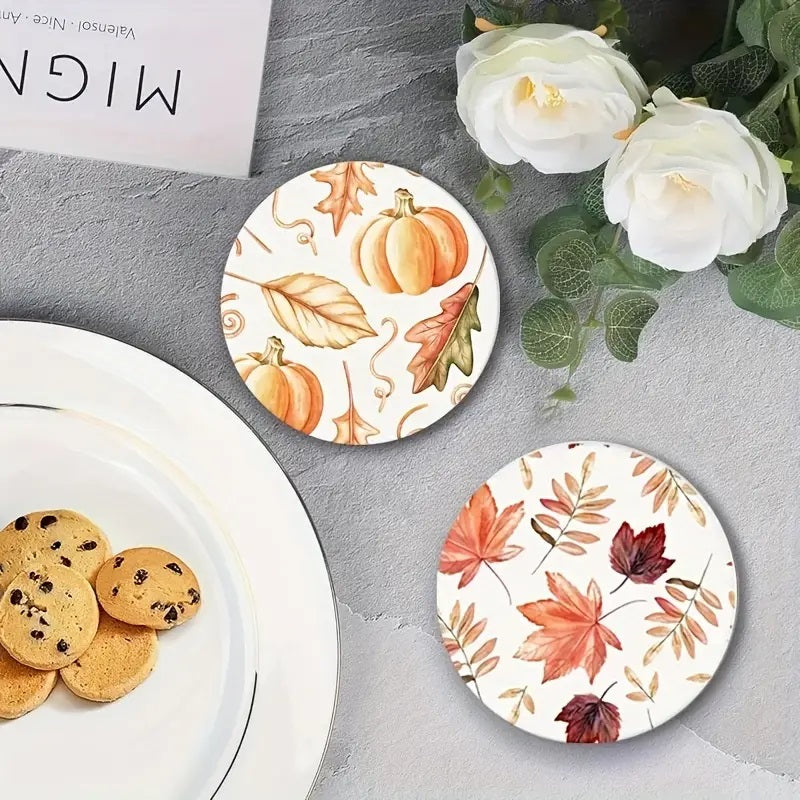 6-piece set of Pumpkin & Leaf Acrylic Coasters.
