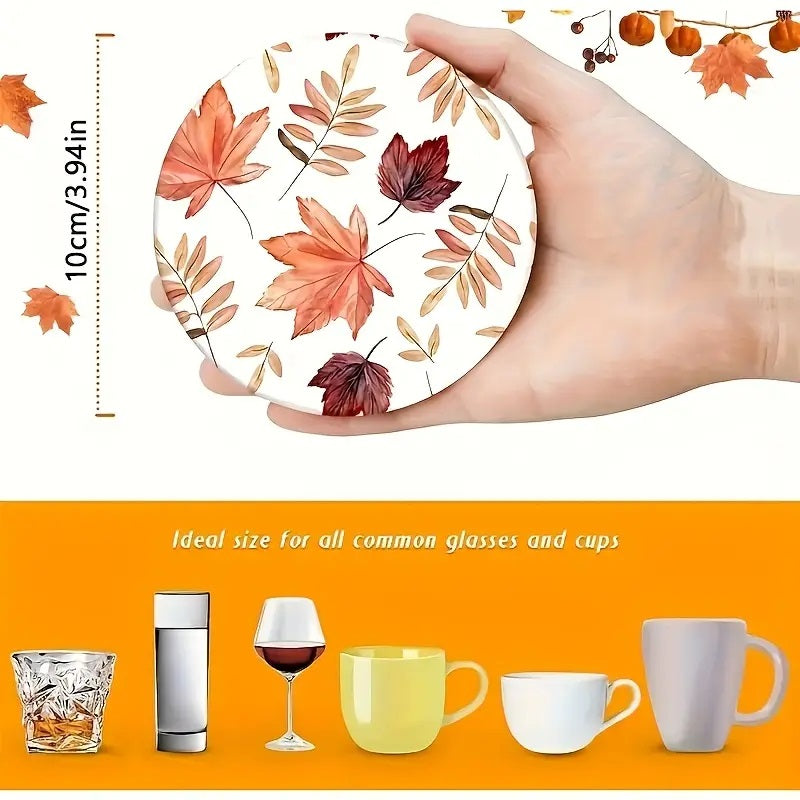 6-piece set of Pumpkin & Leaf Acrylic Coasters.