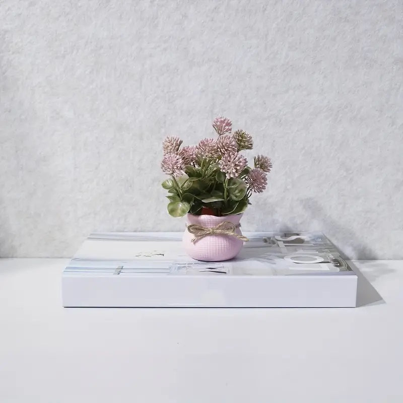 Mini Artificial Pink Series Small Potted Plant,