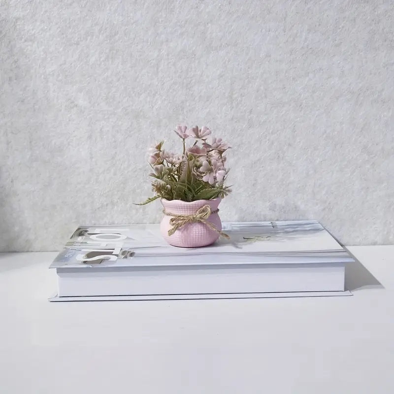 Mini Artificial Pink Series Small Potted Plant,