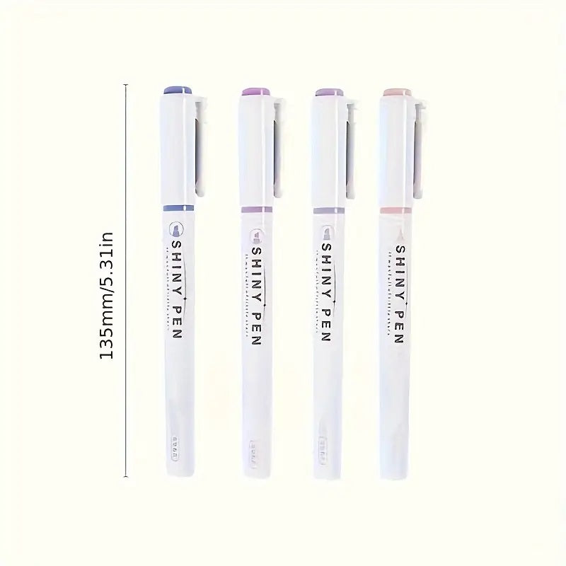 4 Pc Kawaii Glitter Highlighter Pen Set