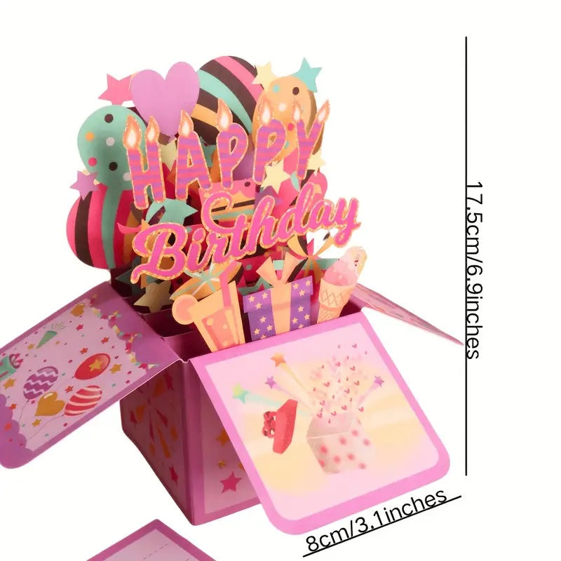 3D Happy Birthday Laser Cut Paper Party Invitation Card