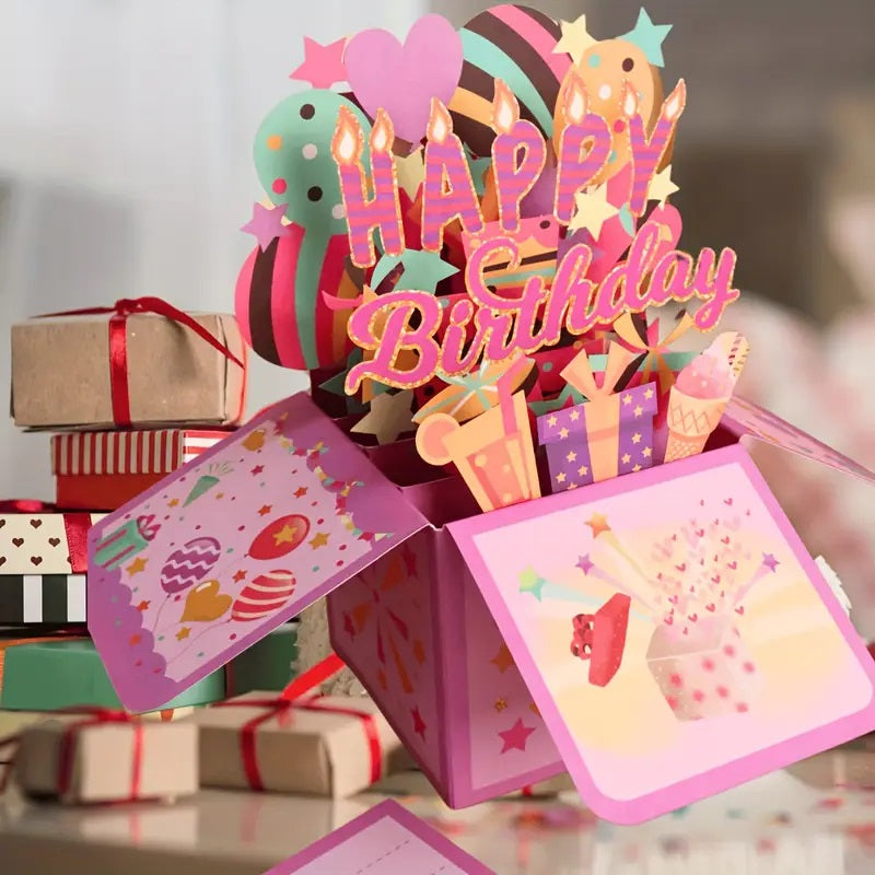 3D Happy Birthday Laser Cut Paper Party Invitation Card