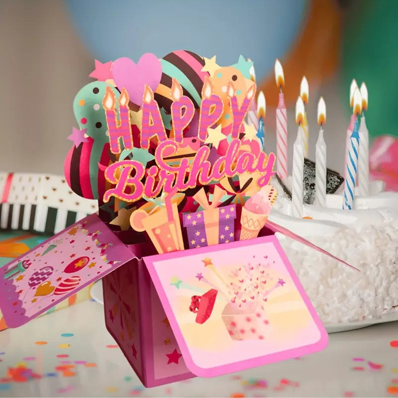 3D Happy Birthday Laser Cut Paper Party Invitation Card