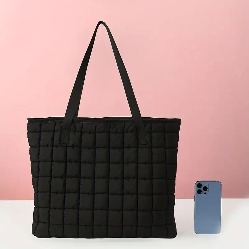 Svart Stor Kapasitets Quiltet Veske