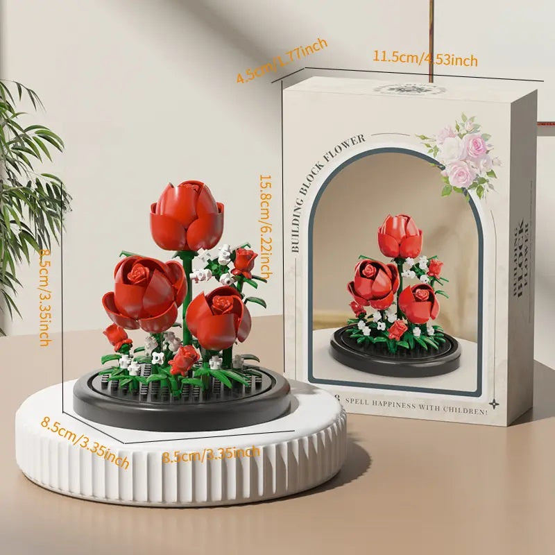 Roses Creative Assembled Micro-Particle Building Block Bouquet Set,