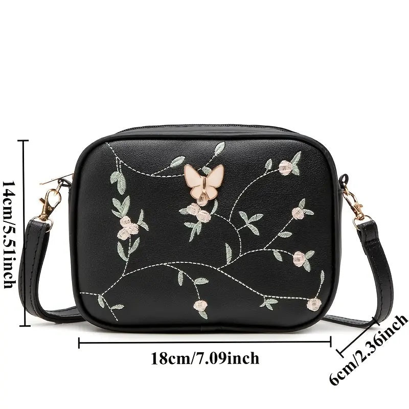 Brodert Sommerfugl Crossbody-veske