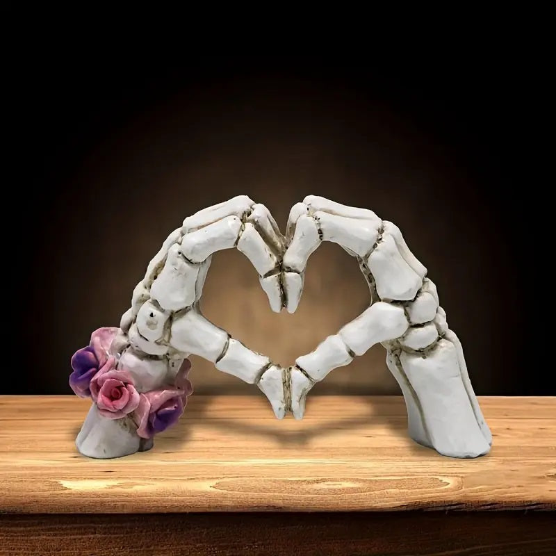 Hodeskalle Kjærlighet Hånd Resin Figuren